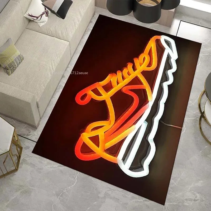 Neon Sneaker Shoes Area Rug