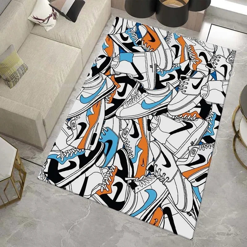 Neon Sneaker Shoes Area Rug