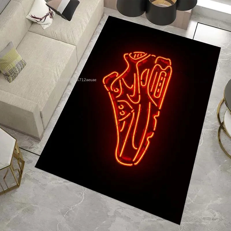 Neon Sneaker Shoes Area Rug