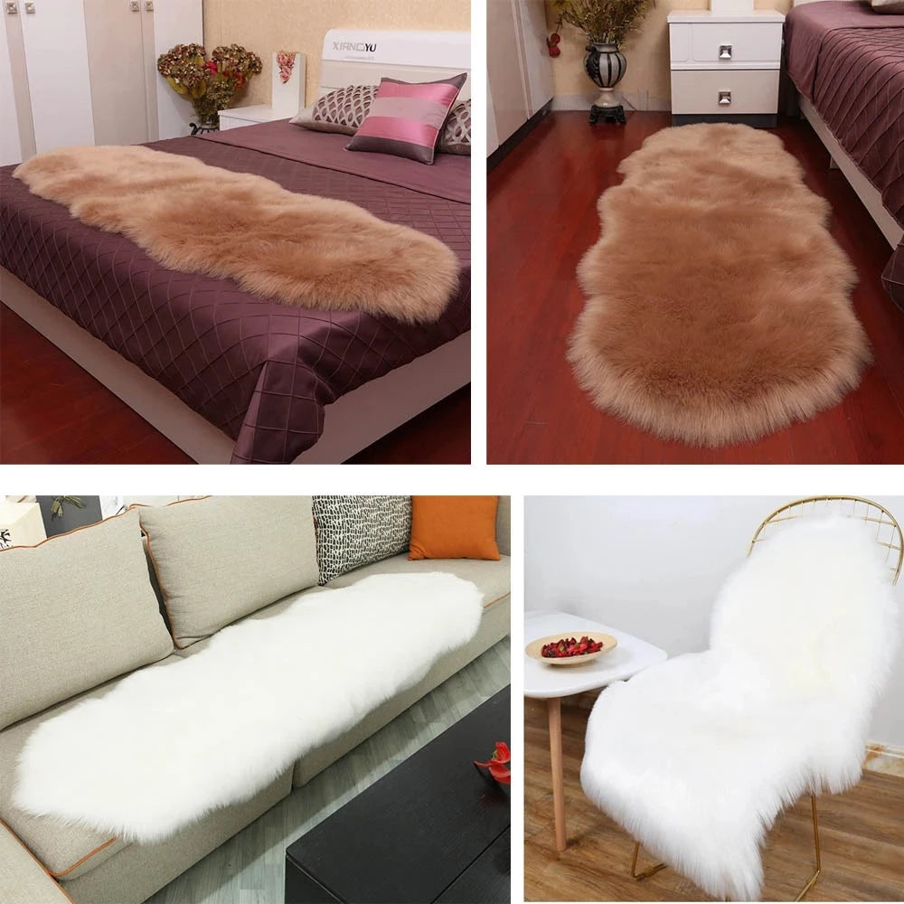 New Plush Soft Sheepskin Bedroom Carpet