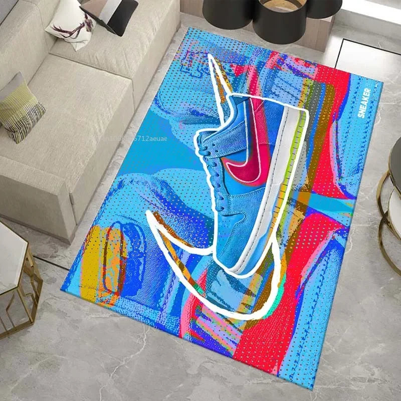 Neon Sneaker Shoes Area Rug