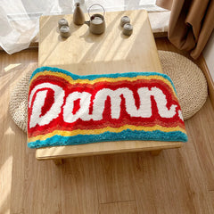 Letter Element Rainbow Fluffy Tufted Rug