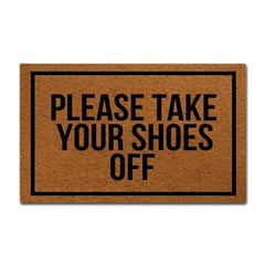 Please Take Your Shoes Off" Woven Outdoor Doormat